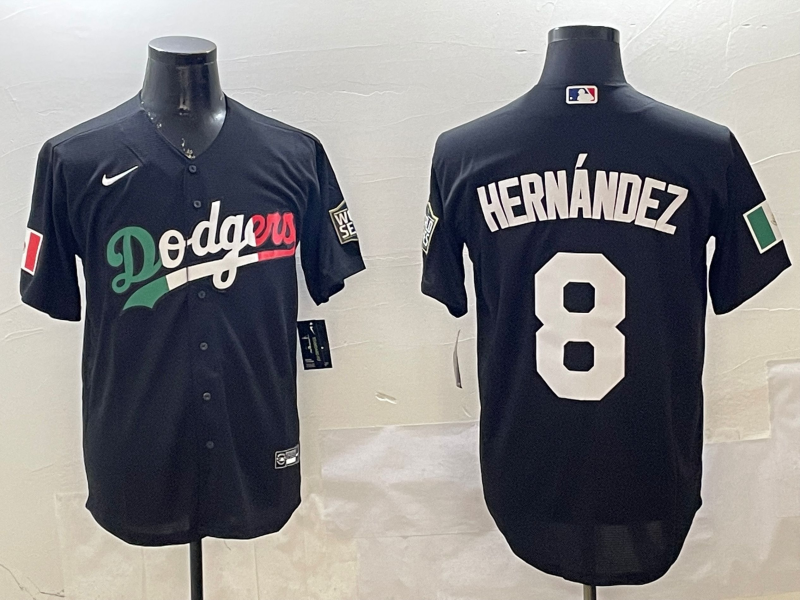 Men's Los Angeles Dodgers Enrique Hernandez #8 Black Jersey